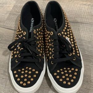SUPERGA ITALY Gold studded sneakers size 8.5